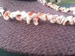 Coral cream and black curly shell necklace bracelet set 16″ choker barrel