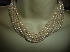 VTG 7 STRANDS FAUX PEARLS COLLAR BIB NECKLACE #31/19