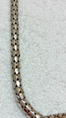 Chicos Vintage Necklace Snake Coil Chain Solid Two Tone Metal Pendant Logo Tag