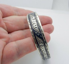 USSR NIELLO SOLID 875 STERLING SILVER 7″ OPEN BANGLE BRACELET