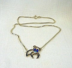 Vintage c1970’s -1990’s 925 Sterling Silver *167 AR Enamel Panda Necklace