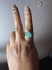 Spade-Shape Aurora Stone Adjustable Copper Ring