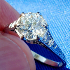 Original EARTH MINED DIAMOND ART Deco Engagement Ring Vintage Platinum Solitaire
