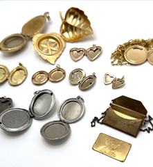 Vintage to Now Jewelry Pendant & Charm Lockets Gold & Silver Tone Lot of 12