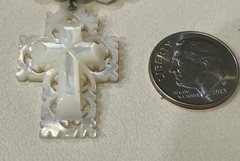 Vintage Mother of Pearl Bethlehem Cross Pendant on Freshwater Pearl Necklace