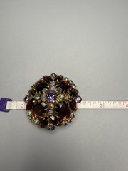 Juliana D&E Book Piece Brooch Pin Shades Of Purple AB Rhinestone 2″ Ref #550 VTG