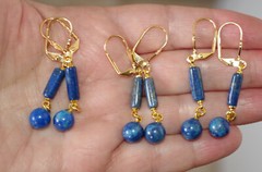 LAPIS LAZULI 45 MM DROP ELONGATED LEVER BACK EARRINGS