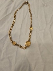 Vintage Christian Dior Classic Logo Black Rhinestone Gold Chain Necklace 18 In