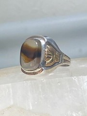 Agate ring art deco sterling silver women men