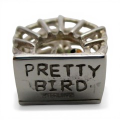 Sterling Silver PARROT CAGE Charm for Bracelet PRETTY BIRD Necklace Pendant CUTE