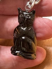 Unique Cat Charms Sterling Silver And Black Cat Italian Double Curb 925 Bracelet