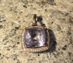VINTAGE ROSE GOLD TONED 925 & CHAMPAGNE COLORED DIAMOND PENDANT 3.6G