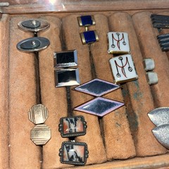 14 Pairs Vintage MCM Sterling Silver Cufflinks Unknown Makers Enamel Copper