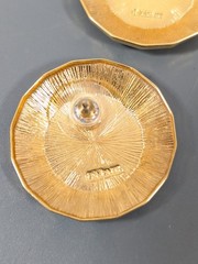 Vintage Monet Gold Tone Round Faceted Metal Statement earrings Pierced