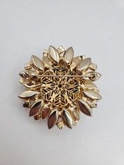 Vintage Jewlery Brooch Earring Set Clip On Gold Blue Beads Women Accessory