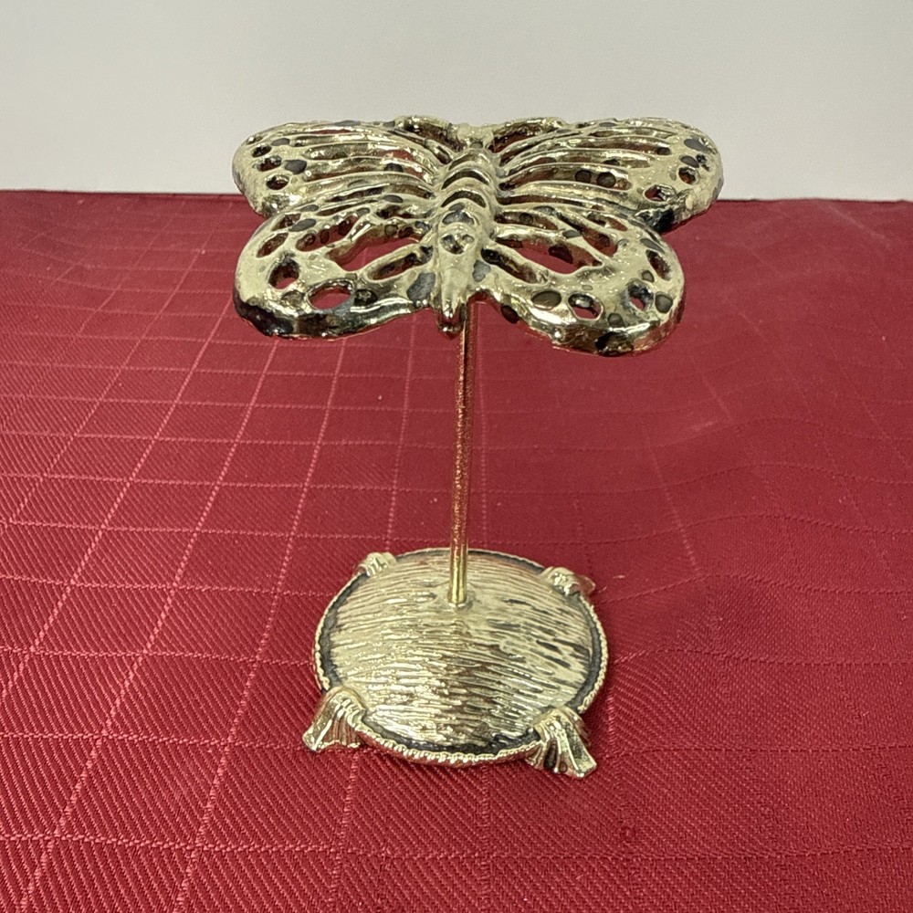 Vintage Gold Toned Metal Butterfly Stand Typically Used For Earrings 3.5 Inches