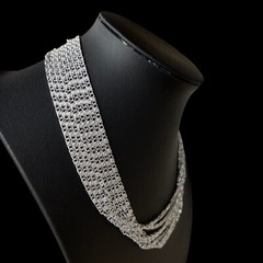 VINTAGE SARAH COVENTRY Women’s Choker 8 Strand Silver Tone Aluminum 15 in