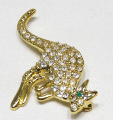 Vintage Kangaroo Pave Gold Tone Green Eyed Brooch Lot 1878S lisasfinds