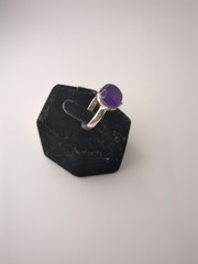 Lot of 2 Rings Size 8.25 Silver Tone Band Pink And Purple Stones