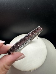 Antique 1920s Art Deco Sterling Silver & Channel Set Amethyst Bangle Bracelet