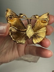 Swarovski Signed Crystal Enamel Butterfly Brooch Pin Retired Vintage