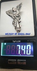 VINTAGE 925 STERLING SILV ANGEL(Gabriel) Pin/Brooch/Pendant, & Chain (NECKLACE)