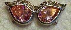 Vintage PINK 925 STERLING SILVER MCM RETRO Cat Eye Glasses CHARM or PENDANT 1″