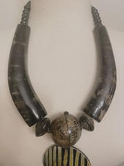 Fabulous Black & Brown Buffalo Horn Statement Designer Necklace