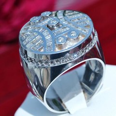 14k white gold ring 2.50ct natural diamond size 11.5 vintage handmade 27.0g Gab8