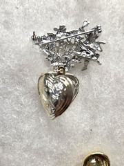 Vtg AJC silver tone Angel “Someone Special” Heart Locket Pin