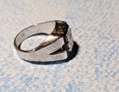 Art Deco Sterling H Monogram Initial Signet Style Ring Size 7.25