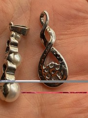 Lot Of 5 Vintage Sterling Pendants Plus Stones Heart Floral Locket