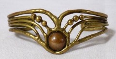 Arts & Crafts OOAK Gilded Bronze Dark Ages Cuff Bracelet