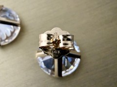Vintage 14K Yellow Gold 8.09mm Round Brilliant Solitaire Stud Earrings 1.69g CE