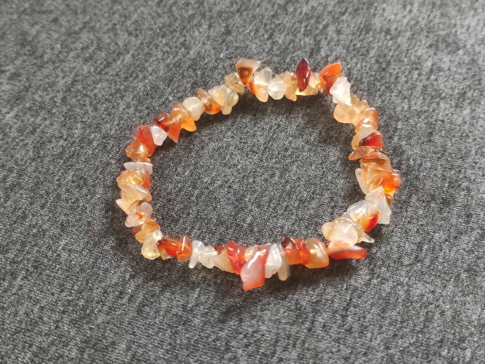 Natural Carnelian Chip Beads Bracelet – Stretchable Gemstone Healing Jewelry
