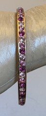vintage Loran Pink Crystal Rhinestone Bangle Bracelet Designer Rose Gold Tone 8″