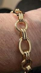Heavy Oval Link Gold Filled Bracelet/Round Etched Links