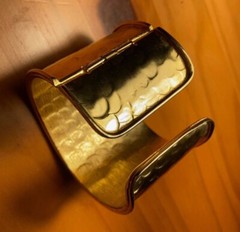 Vintage 1970’s Hinged Cuff Signed Pauline Trigere Metal Alloy Hammered