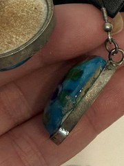Old Rostov Finift (?) Silver & Hand Painted Domed Porcelain Dangle Earrings