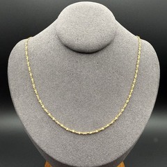 Vintage Gold Tone Twisted Singapore Chain Necklace Minimal Classic Diamond Cut