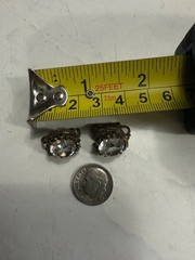 Vintage Kramer Signed Clear Crystals Rhinestones Round Clip-on
