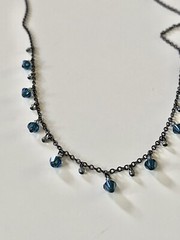 1990s Simple But Elegant Blue Cut Glass 16.5” Necklace