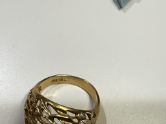 Vintage gold tone dome filigree 18KT H.G.E. ring size 8