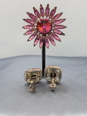 Vintage Demi-Parure Starburst Brooch Pin and Clip Earrings