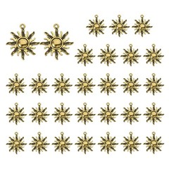 30 Pcs Alloy Sun Charm, Dark Gold, 1.1 x 1 Inch