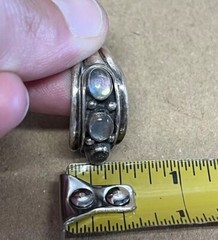 Vintage 3 Stone Triple Moonstone Oval Sterling Silver 925 Sz 9.75 Ring