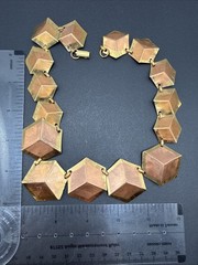 Vintage Cube Two Tone Geometric Necklace 16.5” J4