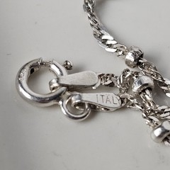 Vintage Italy 925 Sterling Silver Fancy Bead Chain Necklace 15.5″L – 3.32g