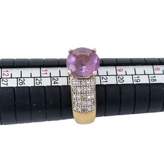 Purple Amethyst Ring | Gold Plated Sterling Silver 925 | Thailand | Size 10