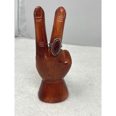 VTG Sterling Silver Mexico Red Howlite Cabochon Statement Ring Size 5.5